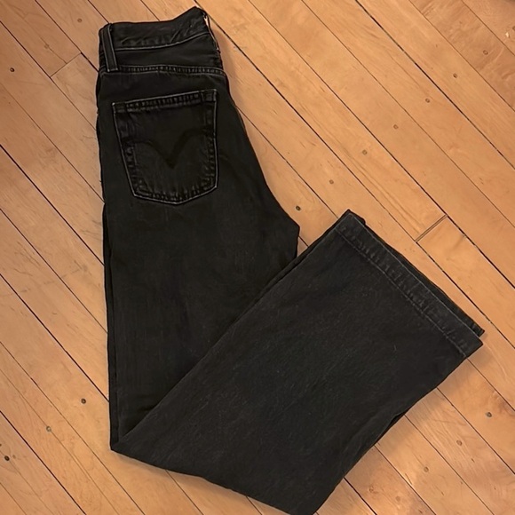 Levi's Black Ribcage Wideleg Jeans - Picture 2 of 5